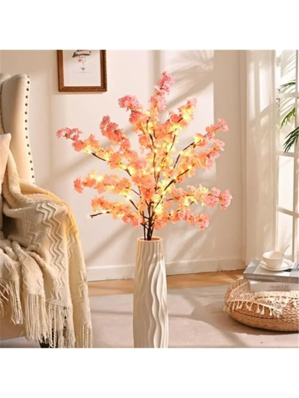 3 Pcs Artificial Cherry Blossom Branches 39'' Cherry Blossom Tree Decor |Lighted